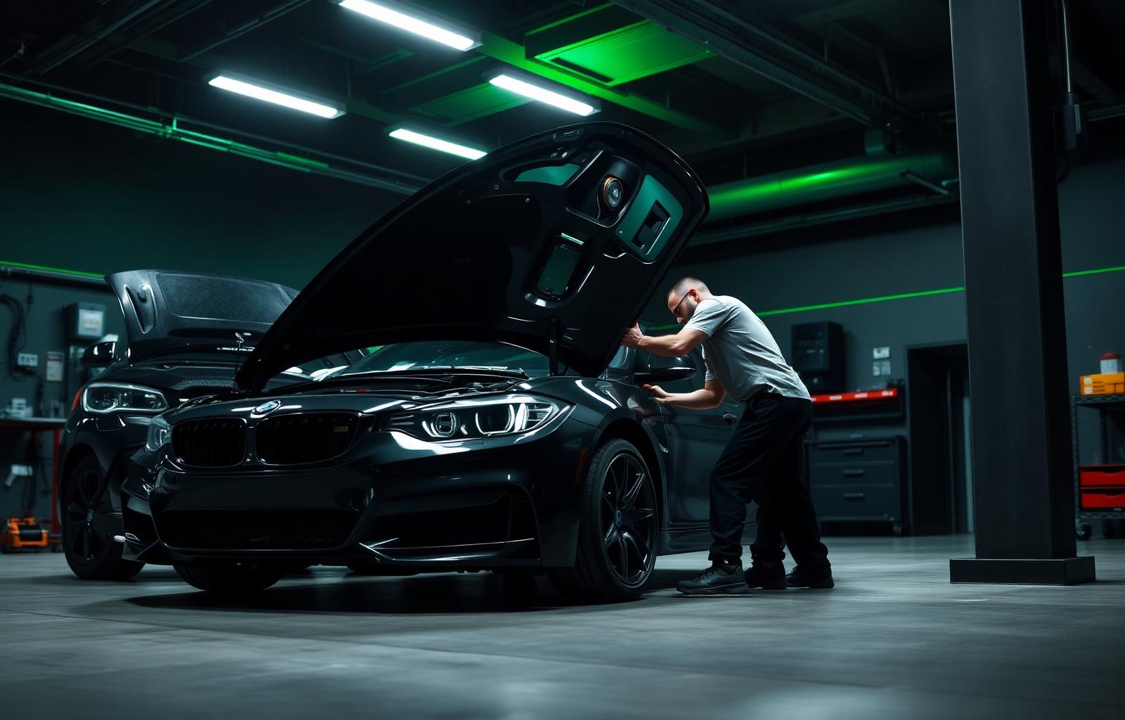 Mechanic servicing a vehicle
